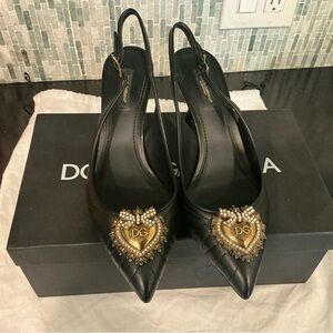 Dolce & Gabbana Black Heels with Gold Embellishments